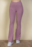 Wide waistband flare leg pants