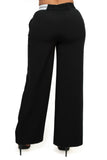 High-rise wide elastic contrast waist pants