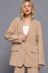 Long slv front button closure blazer