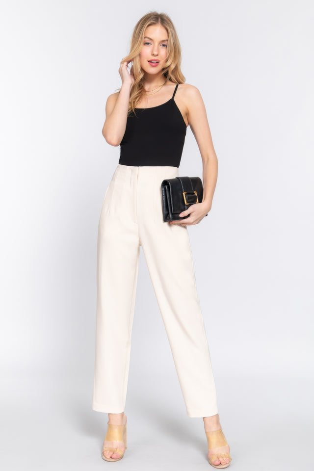 High Waist Pintuck Detail Long Pants