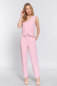 High Waist Pintuck Detail Long Pants