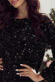 Sequin Bow Back Long Sleeve Mini Dress