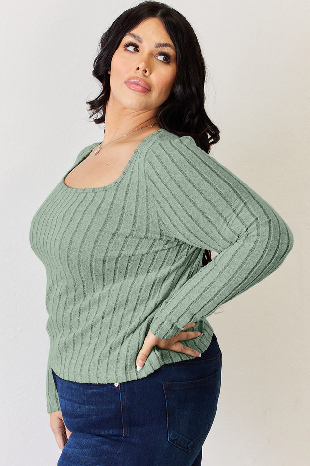 Basic Bae Full Size Ribbed Long Sleeve T-Shirt