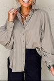 Button Down Collared Neck Long Sleeve Shirt