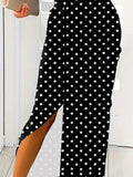 Slit Polka Dot V-Neck Dress