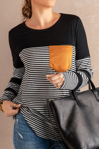 Striped Round Neck Long Sleeve T-Shirt