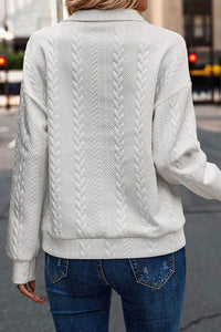 Half Zip Drop Shoulder Long Sleeve Sweatshirt