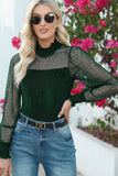 Smocked Mock Neck Long Sleeve Bodysuit